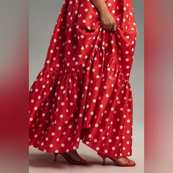 Anthropologie Atsu Sally Bow Midi Dress In Red Motif Size Small NWT - Picture 8 of 10